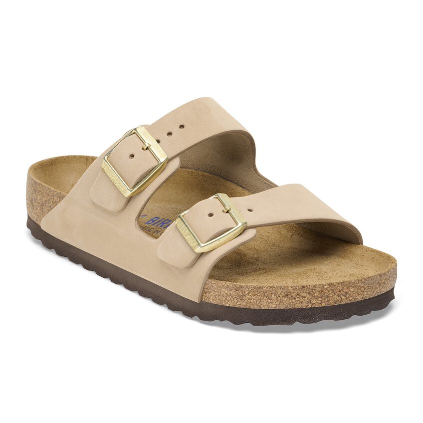 Birkenstock Arizona Soft Footbed in Sandcastle Leather in Narrow Widths