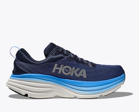 Hoka Men's Bondi 8 Cushioned Road Running Shoe in Outer Space/All