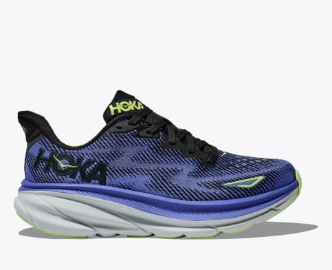 Hoka Women's Clifton 9 Running Shoe in Vanilla/Astral, Black/Stellar Blue, Chalk Violet, Airy Blue & Black/Copper Available in Wide Widths