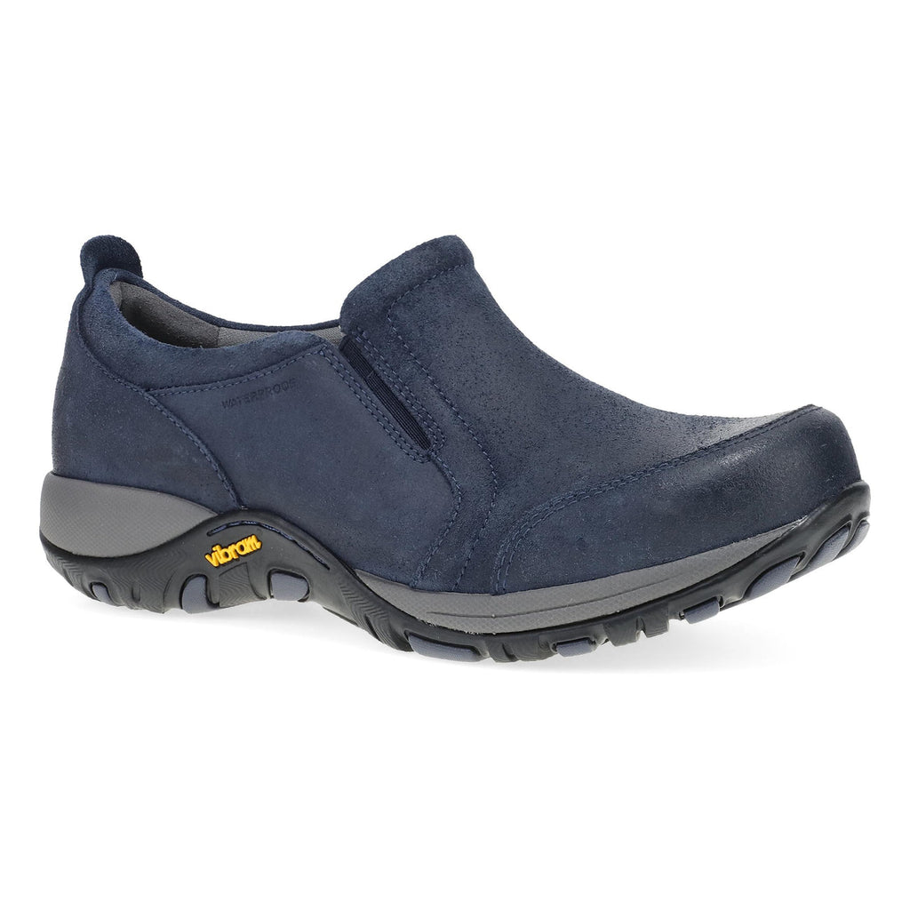 Dansko Pippy Black Waterproof Burnished Shoe in Navy & Black Available in Wide Widths