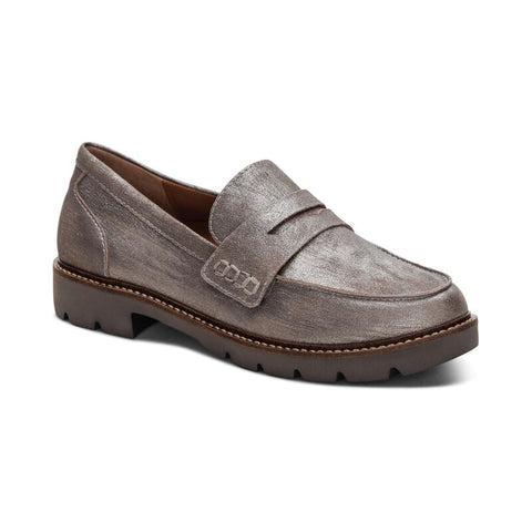 Aetrex Collette Loafer Arch Support Loafer in Brushed Silver