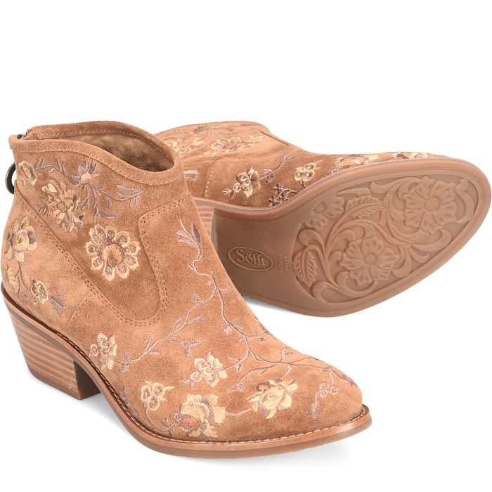 Sofft Aisley Boot in Brown Embroidered Floral & Cafe Brown