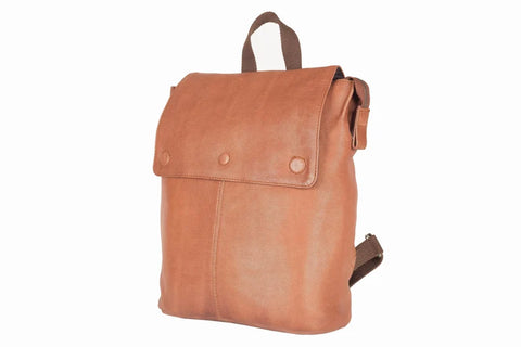 Keaan Aria Medium Leather Backpack in Mocha & Black