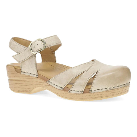 Dansko Margreta Leather Mary Jane Clog in Black and Biscotti