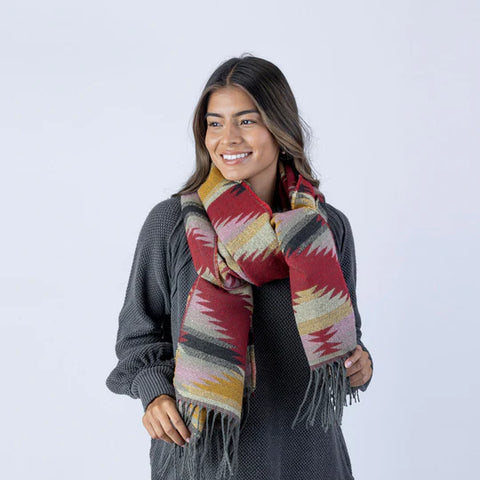 Pistil Mattea Scarf in Garnet, Olvie & Turquois