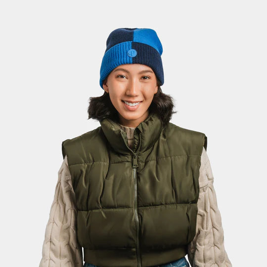 Pistil Parker Beanie In White, Blue & Black