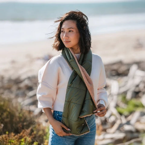 Pistil Piper Scarf in Black, Olive & Ivory