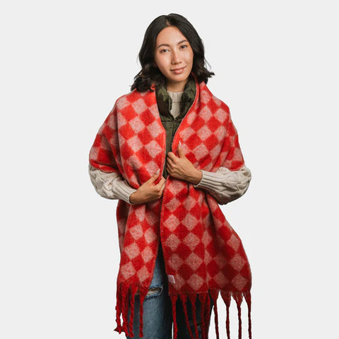 Pistil Polly Scarf in Black, Red & Blue