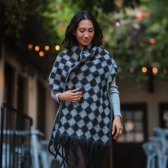 Pistil Polly Scarf in Black, Red & Blue