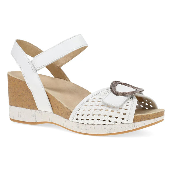 Dansko Stella Woven Sandal in White & Black