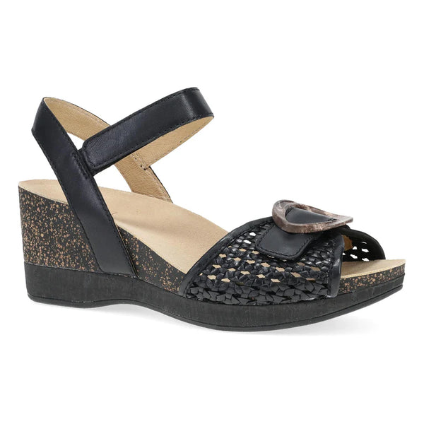Dansko Stella Woven Sandal in White & Black
