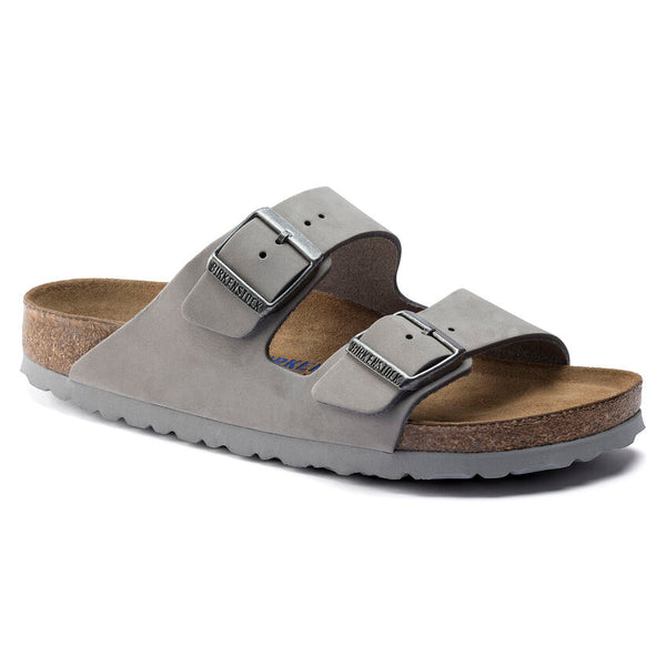 Birkenstock Arizona Soft Footbed in Purple Fog, Dove Gray, Rose, Fuchsia Tulip & Apricot Nubuck Leather in Narrow Widths