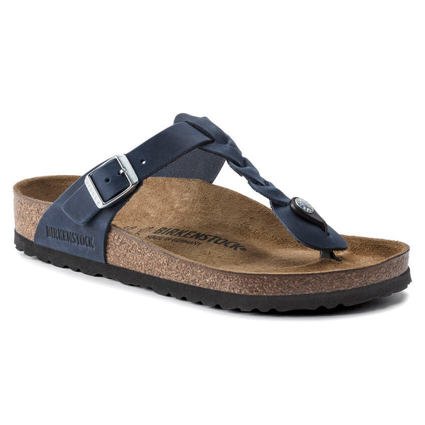 Birkenstock Gizeh Braided Oiled Leather in Biscay Bay, Navy, & Olive Green