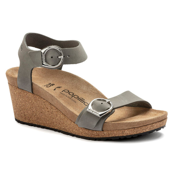 Birkenstock Soley Ring Buckle in Apricot, Cognac, Grey & Sand Castle in Nubuck Leather