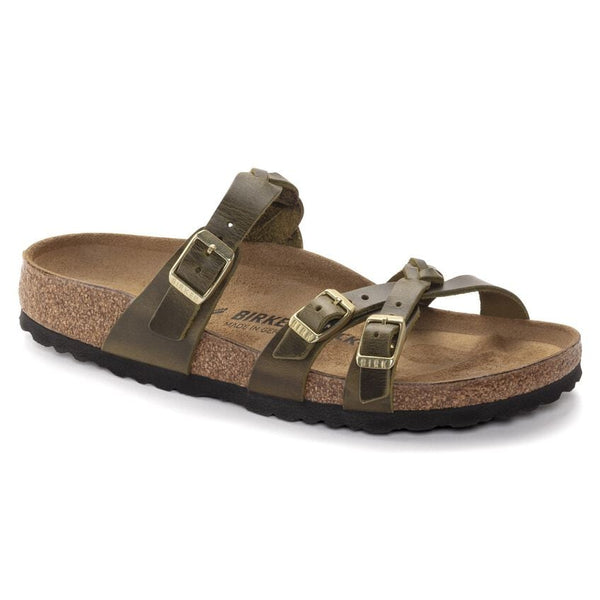 Birkenstock Franca in Fuchsia, Antique White, Navy, Olive Green & Zinfandel Oiled Leather Available in Narrow Widths