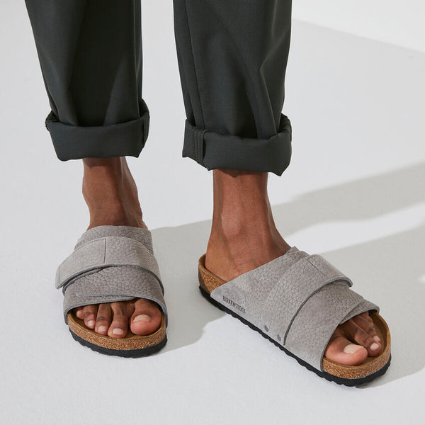 Birkenstock Kyoto Men's Nubuck Leather  in Grey Whale