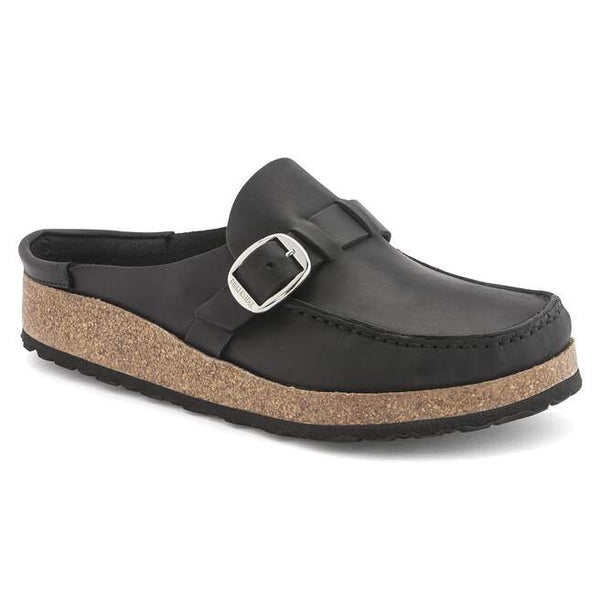Birkenstock Buckley Suede Clog in Cognac & Black