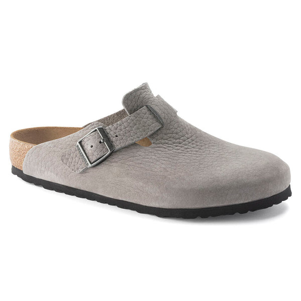 Birkenstock Boston Men's Nubuck Leather Clog in Grey Whale