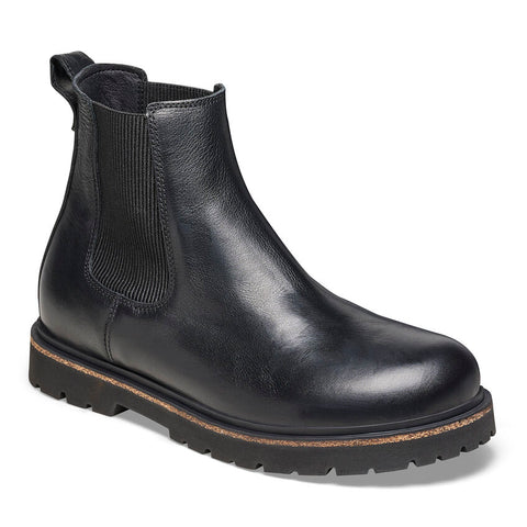 Birkenstock Men's Highwood Slip On Boot In Black Leather and Mocha Suede