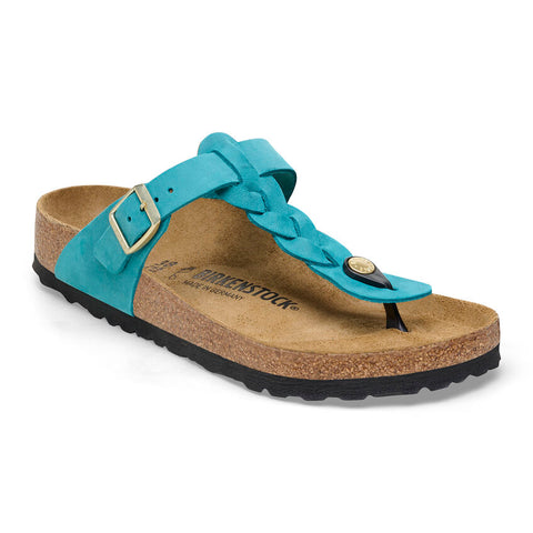 Birkenstock Gizeh Braided Oiled Leather in Biscay Bay, Navy, & Olive Green