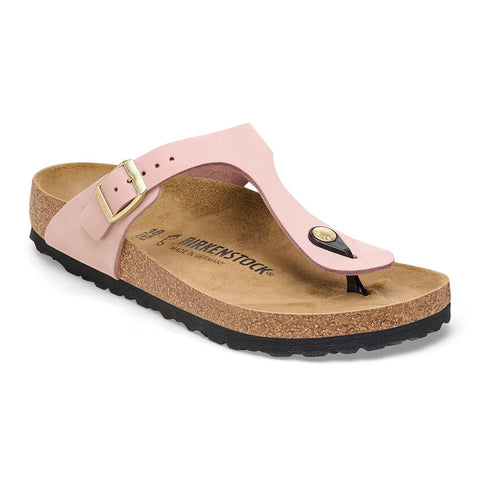 Birkenstock Gizeh Nubuck Leather Sandal in Ecru & Soft Pink