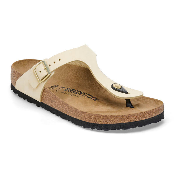 Birkenstock Gizeh Nubuck Leather Sandal in Ecru & Soft Pink