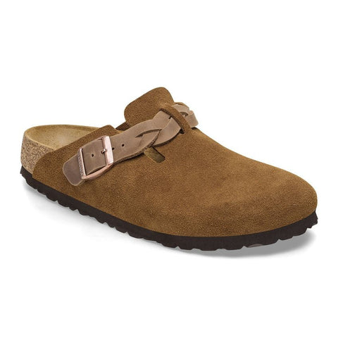 Birkenstock Boston Braided Suede Leather Clog in Mink Available in Narrow Widths