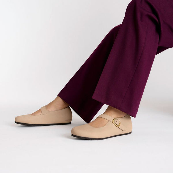 Birkenstock Tracy Nubuck Leather Shoe in Sandcastle Available in Narrow Widths