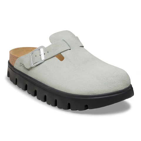 Birkenstock Boston Chunky Suede Leather in Pure Sage, Dark Tea, Basalt Gray & Black