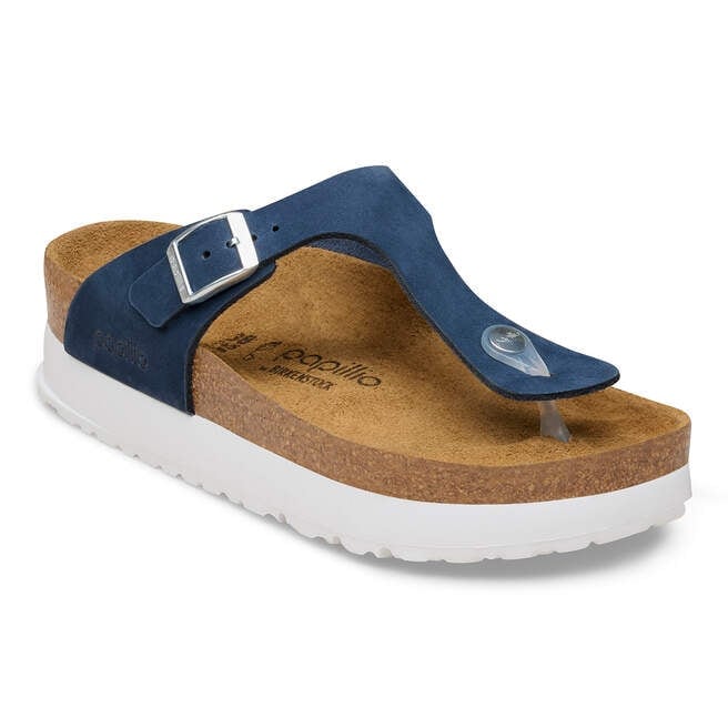 Birkenstock Gizeh Flex Platform Nubuck Leather in Navy