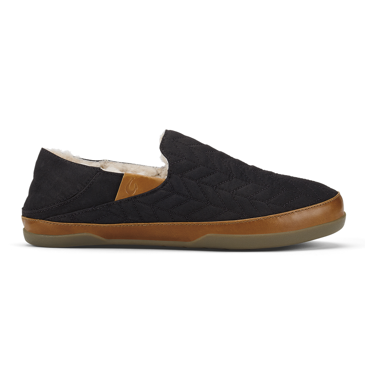 Olukai Moloa Hanohano Men's Slipper in Black & Dark Shadow