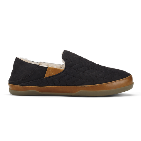 Olukai Moloa Hanohano Men's Slipper in Black & Dark Shadow