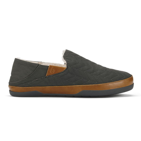 Olukai Moloa Hanohano Men's Slipper in Black & Dark Shadow