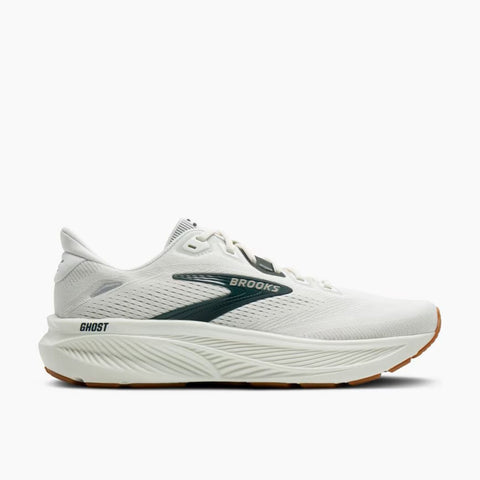 Brooks Ghost 18 Men's Running Shoe in Coconut/Pearls/TigerLily & Grey/Spruce/Tan