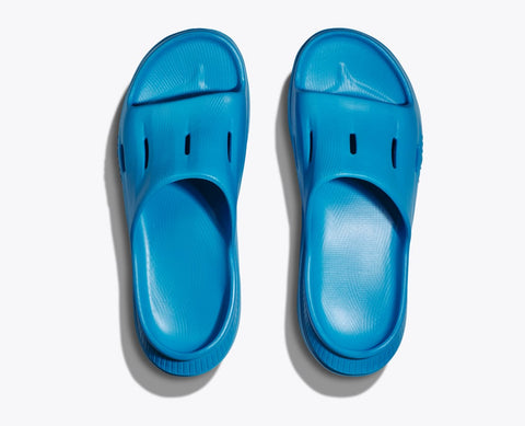 Hoka U ORA Recovery Slide 3 Sandal in Violet, Blue & Black