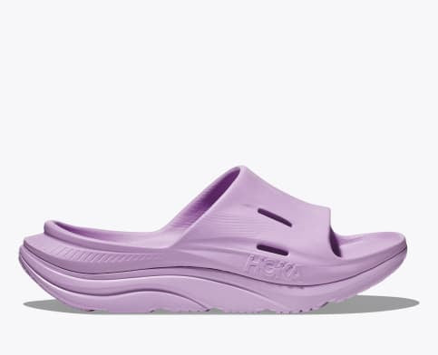 Hoka U ORA Recovery Slide 3 Sandal in Violet, Blue & Black