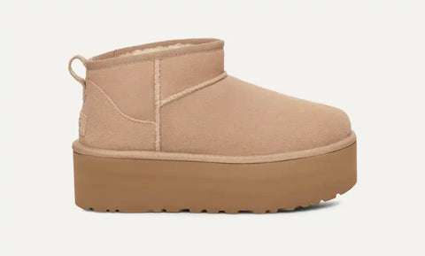 UGG Classic Ultra Mini Platform Boot in Sand & Chestnut