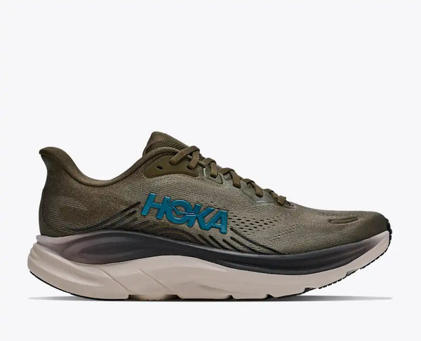 Hoka Men's Clifton 11 in AntiqueOlive/RiverRockGrey, Black/White & GalacticGrey/Stardust Available in Wide Widths