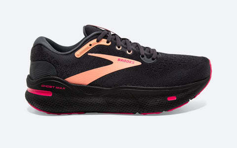 Brooks Ghost Max Women's Running Shoe in Black/Papaya/Raspberry and Ebony/OpenAir/Lilac Rose Available in Wide Widths