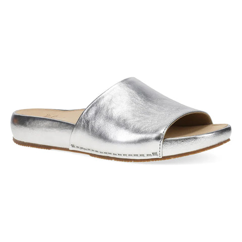 Dansko Twyla Leather Sandal in Pewter Metallic & Black