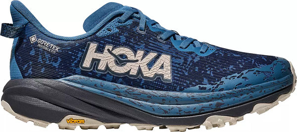 Hoka Men's Speedgoat 6 GTX Trail Running Shoe in FoggyNight/CharcoalGrey & Black/OtterOrbit