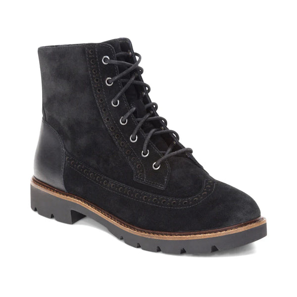 Aetrex Margot Lace-Up Boot in Taupe & Black