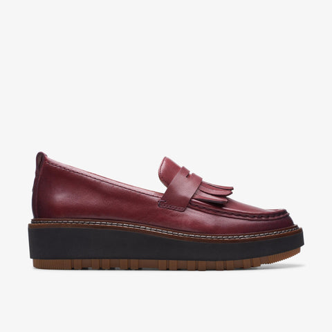 Clarks Orianna Loafer in Burgundy & Black Patent Leather