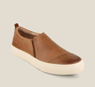 Taos Twin Gore Lux Leather Slip On in Caramel & Steel