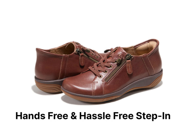 Halsa Alma Slip In Shoe Available in Wide Widths in Cognac, Brown & Black