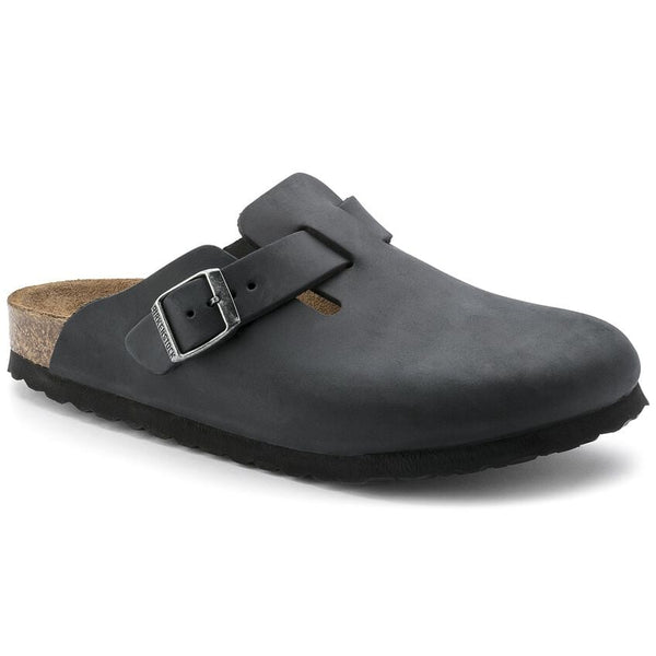 Birkenstock Boston Men's & Women's Oil Leather Clog in Tobacco & Black