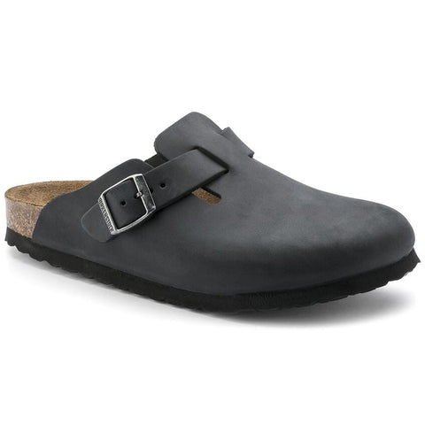 Birkenstock Boston Men's & Women's Oil Leather Clog in Tobacco & Black