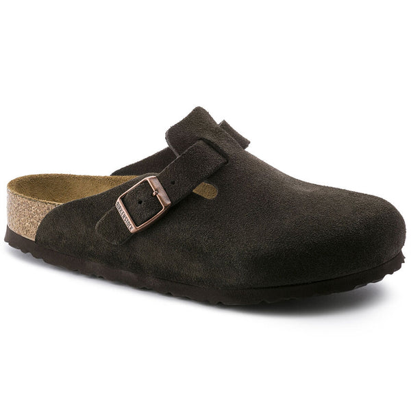 Birkenstock Boston Soft Foot Bed Suede Leather in Mink, Taupe, Mocha, Lime, Antique White & Elemental Blue