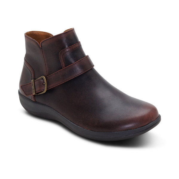 Aetrex Leah Buckle Bootie in Cordovan & Black