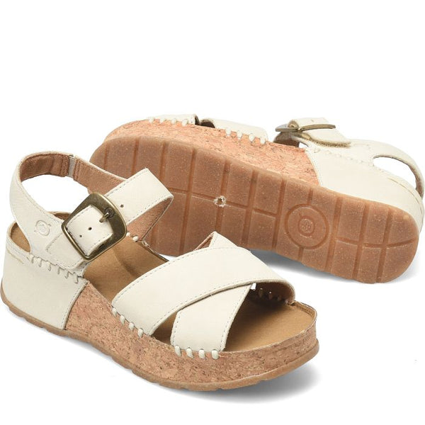 Born Kaiya Leather Sandal in White & Navy